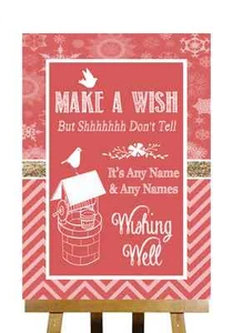 Personalisiertes Hochzeitsschild rot Winter Weihnachten Wunschbrunnen Nachricht - Bild 1 von 8