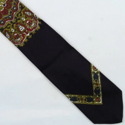 Corbata de cuello mandala geométrica vintage Donegal negra dorada roja 53x2,5 retro años 50 60 Foto 1 de 4