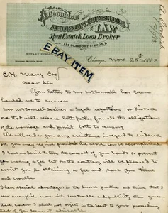 1883 Chicago ILLinois A GOODRICH Attorney Counselor at Law MATTESON HOUSE LETTER - Picture 1 of 2