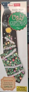 Weihnachtsbaum schwarz vorgebunden Reißverschluss verziert Ugly Tie - Bild 1 von 2