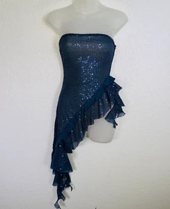 Free People Y2K Tube Top Women Medium Taylor Sequin Asymmetric Ruffle Night Out - Picture 1 of 12