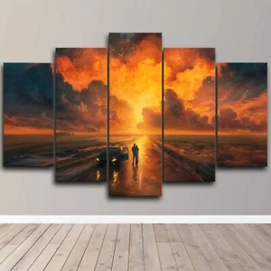 Lovers Journey Art Sunset Path 5 Piece Canvas Wall Art Fantasy Print Home Decor - Picture 1 of 5