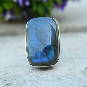 Labradorite Gemstone 925 Sterling Silver Ring Valentine Day Jewelry EM- 490 - Foto 1 di 6
