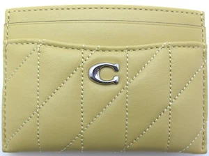 NEW Authentic COACH Logo C Quilting Leather Flat Card Case Hay/Lite Yellow CM434 - Picture 1 of 5