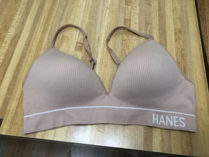 Hanes Sz XL Beige Originals Seamless Rib Bralette ComfortFlex Fit MHB004 - Imagen 1 de 5