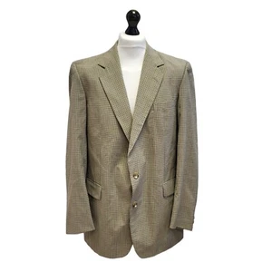 Vintage Austin Reed Beige Check Wool Suit Jacket UK Men's XL 44" Eu 56 G613 - Picture 1 of 5