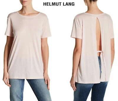 HELMUT LANG NWT $160 OPEN BACK FEATHERWEIGHT JERSEY MAUVE TEE. SZ XS - Image 1 of 4