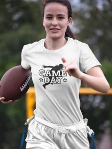 Womens Game Day T Shirt Football Player Mom Gift Game Night Tee Funny T-Shirt - Picture 1 of 9