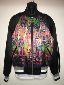 Eleven Paris LA Collection Negro Graffiti Cremallera Banksy Bombardero Chaqueta Niño Oración - Imagen 1 de 19