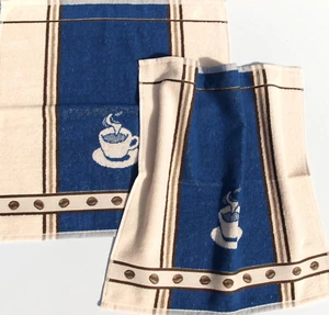 2x toallas café Kracht rizo cocina toallas espresso taza grano beige azul - Imagen 1 de 3