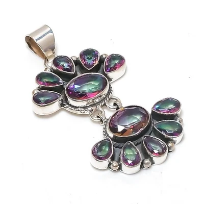 Mystic Topaz Gemstones Handmade 925 Steling Silver Artisian Pendant Jewelry - Image 1 of 4
