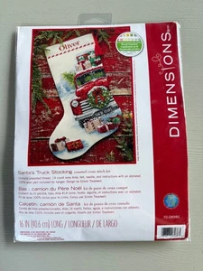 Dimensions Christmas Stocking SANTA'S TRUCK Cross Stitch Kit Red Pickup New - Picture 1 of 7