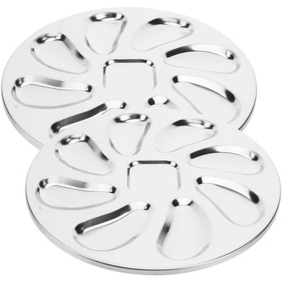  2 Pcs Vassoio Per Servizio Da Portata Piastra in Acciaio Inossidabile Servire - Immagine 1 di 4