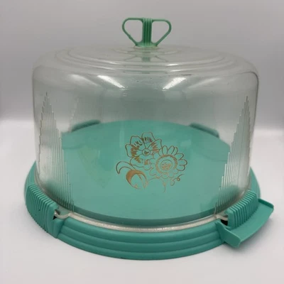 Soporte para cubierta de pastel Looklift vintage años 30 plástico duro líneas escalonadas verdes Foto 1 de 4