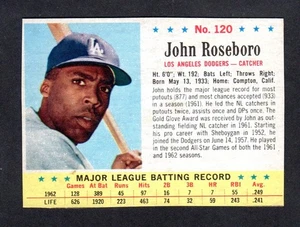 1963 POST CEREAL #120 John Roseboro LOS ANGELES DODGERS EX A - Picture 1 of 2