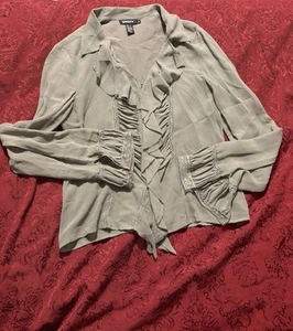 DKNY Silk Ruffle Blouse 100% Silk - Picture 1 of 4