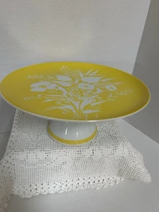 Vintage MCM “Elegance” By GAILSTYN Fine China Japan Cake Stand Sunshine Yellow - Picture 1 of 7