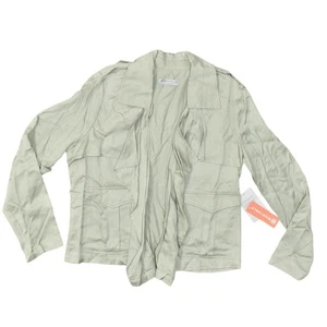 NEW Bagatelle Green Open Solid Blazer L Lyocell Jacket Long Sleeve Pockets - Picture 1 of 7