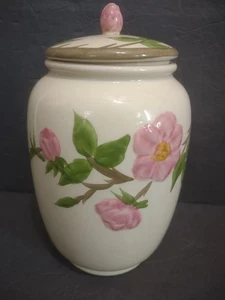 Tarro de galletas rosa desierto franciscano 8" de alto rosa verde floral cerámica T5 - Imagen 1 de 11