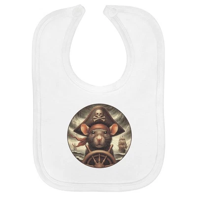 Babero de bebé de algodón suave 'Pirate Rat Steering Ship' (BI00067813) Foto 1 de 3