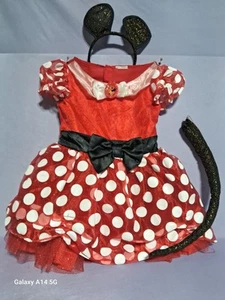 Disney Red Polka Dot Minnie Mouse Girl’s Costume Dress with Headpiece 4T - Picture 1 of 7