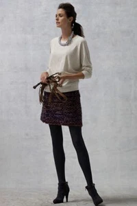 Anthropologie Tejido y Anudado "Vibraciones Violetas" Suéter Falda 8 Lana Mohair - Imagen 1 de 10