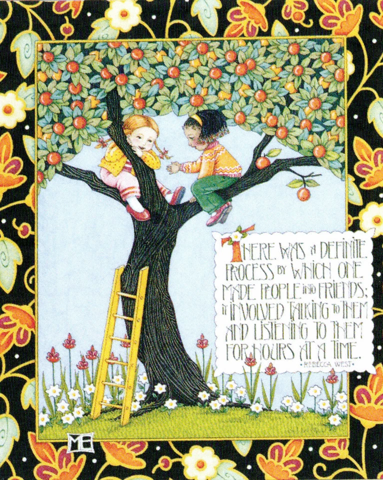 MADE PEOPLE INTO FRIENDS Árbol-Imán de nevera hecho a mano-con arte de Mary Engelbreit Foto 1 de 1