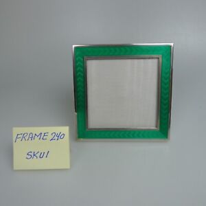 Picture Frame Sterling Silver 925 Green Enamel, Square