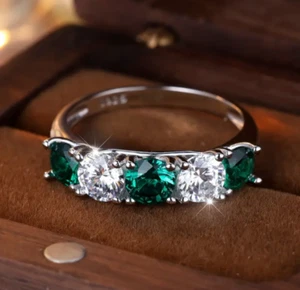 Smaragd Ring in 925 Sterling Silber Damen Eleganter Ring Luxus - Bild 1 von 4