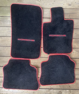 Porsche Black with red Trim Car floor mats Auto - Image 1 of 4