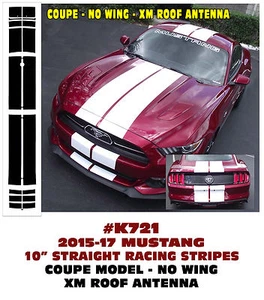 K721 2015-2017 MUSTANG - 10" LEMANS RACING STRIPE KIT - COUPE NO WING XM ANTENA - Bild 1 von 2