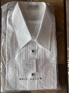 Neil Allyn Men's Size XL 34/35 White Classic Pleated Tuxedo Shirt NWT - Picture 1 of 4