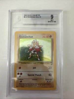 SWIRL - Pokémon Hitmonchan Holo #8 Base Set 2 2000 - BGS 9  MINT - Image 1 of 3