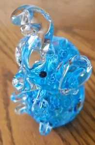 Elefant handgefertigt bunt blau bunt Briefbeschwerer, erhöhter Rüssel Größe 4,75" - Bild 1 von 6