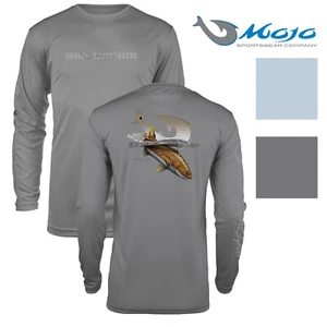 Mojo Men's Performance Fish Series UPF 50 Long Sleeve Redfish Wireman Shirt - Picture 1 of 5