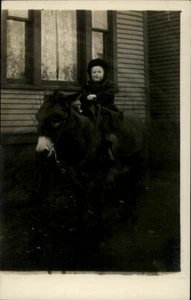 RPPC Toddler Kid on a Pony Horse Real Photo Postcard - Picture 1 of 5