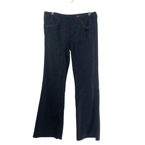 BCBGirls Black Cotton Velvet Embellished Women's Chino Pants Size 8 - Preowned - Picture 1 of 5