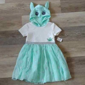 NWT Star Wars The Child Baby Yoda Girls Hooded Tutu Dress Size L (10/12) - Picture 1 of 9