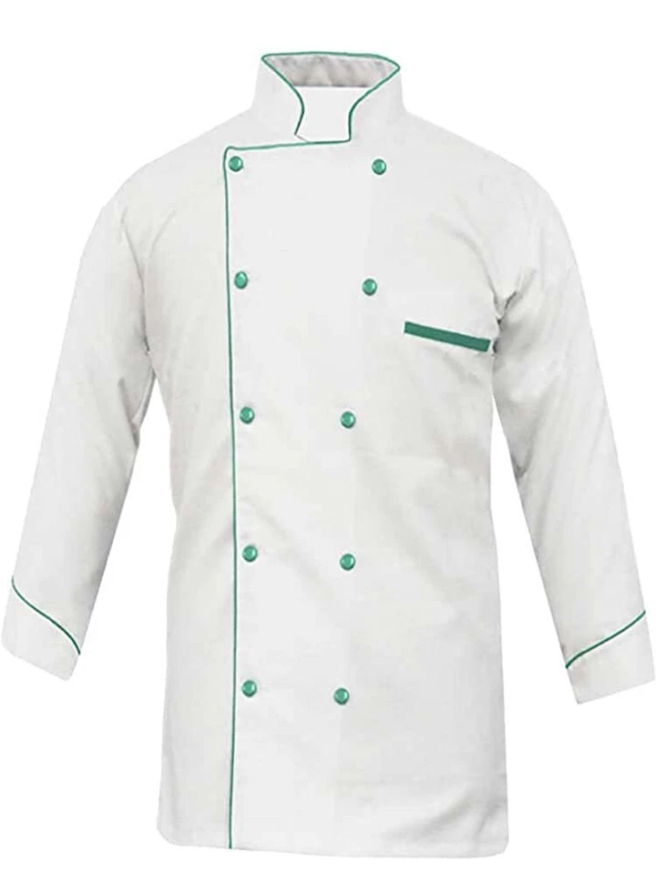 Chaqueta Doble Pecho Hombres Abrigo de Chef Manga Larga Uniforme de Cocina Camisa de Cocinero CAWG1 Foto 1 de 4