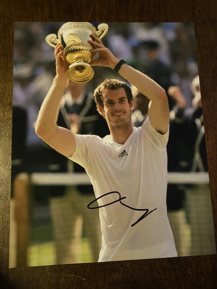 Foto autografiada de tenis Atp firmada por Andy Murray abierta Wimbledon automática 8x10 Slam Foto 1 de 1