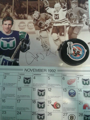 NHL STANLEY CUP INGLASCO Hartford Whalers GAME PUCK 100 ANNIVERSARY 1893-1993 Cover