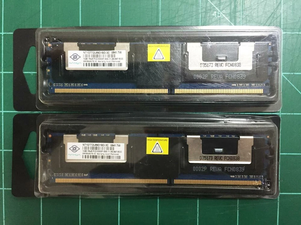 NT1GT72U89D1BD-3C Nanya 1GBx2 DIMM DDR2 PC2-5300F 667MHz ECC-Reg. 1Rx8 - Image 1 of 2