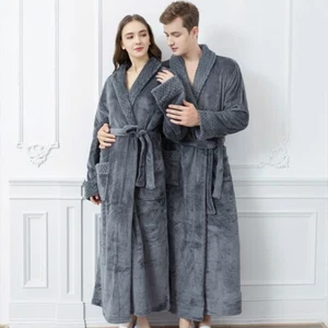 Warm Velvet Thicker Sleep Bath Robe Women Men Dressing Gown Hotel Bathrobe Towel - Picture 1 of 33