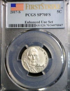 2017s PCGS SP 70 FS Jefferson Nickel ENHANCED Coin FROSTY 1st STRIKE ISSUE !  NR - Picture 1 of 4