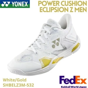 YONEX Badminton shoes POWER CUSHION ECLIPSION Z MEN White/Gold SHBELZ3M 532 NEW - Picture 1 of 13