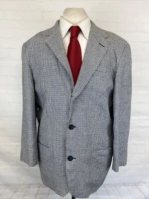 VINTAGE GAP Men's Black White Check Spring Summer Linen Blazer Large $198 - Image 1 of 4