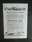 Vintage 1909 Winton Six Car Winton Motor Carriage Company Full Page Original Ad