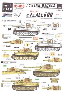 Star Decals 1/35 Tiger Tanks of s.Pz.Abt. 509 Deutscher Tiger I Panzer Teil 1 - Bild 1 von 3