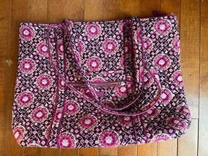 Vera Bradley Raspberry Medallion Pink Shoulder Satchel Tote Purse 17.5x13.5" - Picture 1 of 4