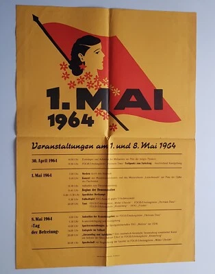 Altes Plakat 1964 Friedrichroda 1. Mai / Tag der Befreiung DDR 43 x 61 cm #024 - Bild 1 von 4